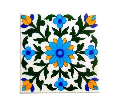 Decorative Moroccan Pottery Ceramic Handmade Wall Tiles 6x6 Inch Set Of 6 Tiles • $143.38