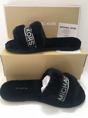 Michael Kors Slipper Alexis Slide Open Toe Black Size 9 New In Box • $59