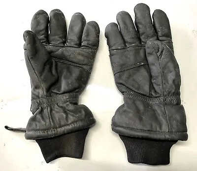 US Military Black Leather Intermediate Cold Wet Gloves W Cuff Medium M VGC • $14.90