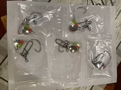 10 Fluke Flounder Spinner Rigs 3 Way W Weight Snap 4/0 Offset Kahle Hook 30lb • $19.99