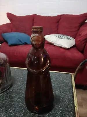 Vintage Mrs. Butterworth's Amber Glass Syrup Bottle W/ Metal Cap 10 In Tall • $30