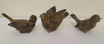 Vintage Lot Of 3 Glazed Ceramic Brown Speckled Sparrows Birds Otagari OMC JAPAN • $4.50