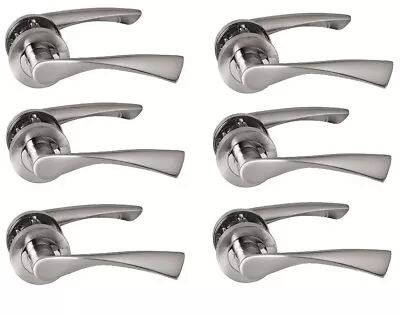 6 Pack Of Twirl Lever On Rose Internal Door Handle Set Polished/Satin Chrome • £39.99
