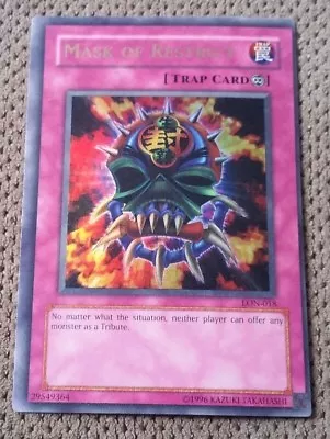 YuGiOh Mask Of Restrict - LON-018 - Ultra Rare - NM/LP Misprint Offset  • $29.99