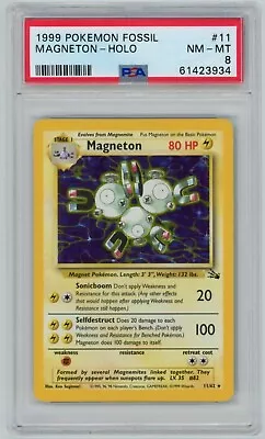 Magneton Holo PSA 8 1999 Pokemon Fossil #11 11/64 • $9.99