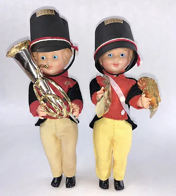 Christmas Boy Band Soldier Boy Figure Set Of 2 Marching Cymbal Music Vintage • $21.98