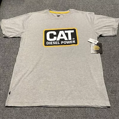 CAT Diesel Power T-Shirt Mens Size Large Gray Yellow Short Sleeve Front Logo • $15.99