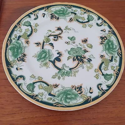 Vtg Masons Ironstone Green Gold Chartreuse 22cm Salad Small Plate Hand Painted • £10.99