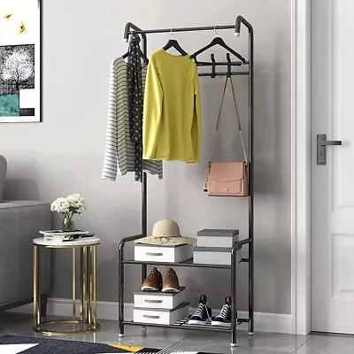 $30.46 • Buy Heavy Duty Coat Hat Rack Shoe Bench Hall Tree Adjustable Entryway Storage Shelf