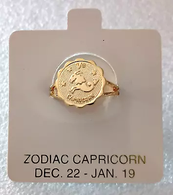 Vintage Capricorn Goat 12/22-1/19 Zodiac Ring Adj. Sz 5-6.5 1980's New NOS • $11.99