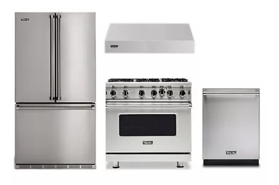 Viking Professional Package With 36  Open Burner Gas Range Refrigerator & Hood • $12177