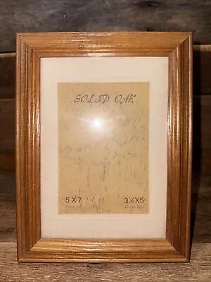 Vintage Beveled Solid Oak Wooden 8.5  Picture Frame Fits 5  X 7  Or 3.5  X 5  • $12.99