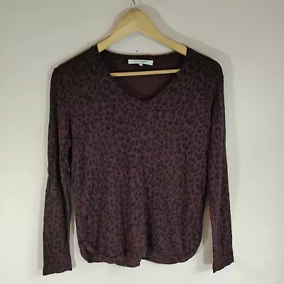 GERARD DAREL Leopard Print Top Size 1 Maroon Long Sleeve • £14.99