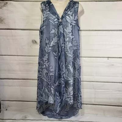 Michael Tyler  Maxi/High-low Summer Dress Blue Sheer Floral Sleeveless Medium • $21