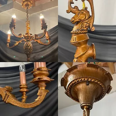 REWIRED Antique Vtg Arts & Crafts Tudor Chandelier Deco Gothic Mission Copper • $699.99