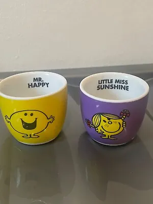 Mr Men - Egg Cups - Little Miss Sunshine & Mr Happy - 2017 - Thoip - Rare - Coll • £8.99