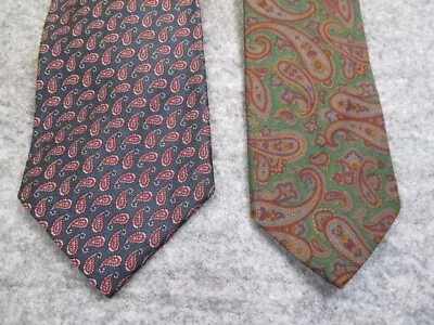 Ralph Lauren Necktie Mens Green Black Paisley Lot Of 2 Vintage Classic Silk Ties • $13.99