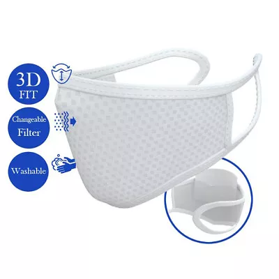 White 100% Cotton Face Mask Washable With Filters(5 Pcs) • $4.99