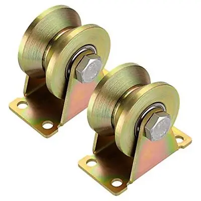 $21.77 • Buy 2  V-Groove Wheels Heavy Duty Rigid Casters For Inverted Track Rolling Gate I...