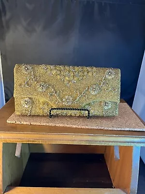 Women’s Vintage Beaded Formal Clutch Gold • $18