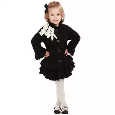 Girls' Black & Ivory Fleece Jacket / Coat / Outerwear By Mack & Co. Size 2T & 3T • $19.99