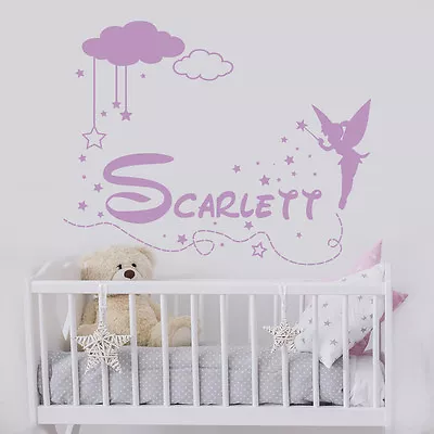 Wall Decal Girls Name Fairy Decal Nursery Room Decor Sticker Custom Name U9 • $74.99