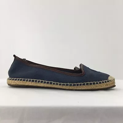 Michael Kors Womens Slip-on Espadrille Blue Canvas Flats Circle Logo Sz 8 • $20