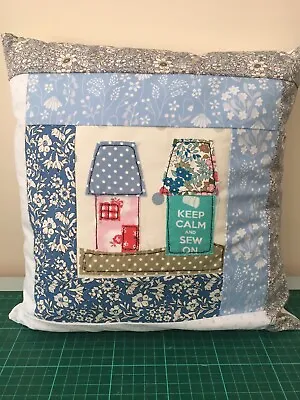 Applique Patchwork  Cushion Cover 12” New Textile Art Street View Handmade • £4.99