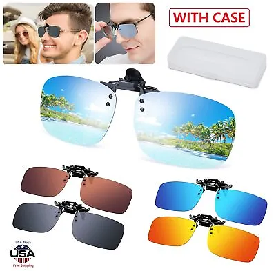 Polarized Clip On Flip Up Sunglasses Men Women UV Protection Glasses W/ Case USA • $7.99