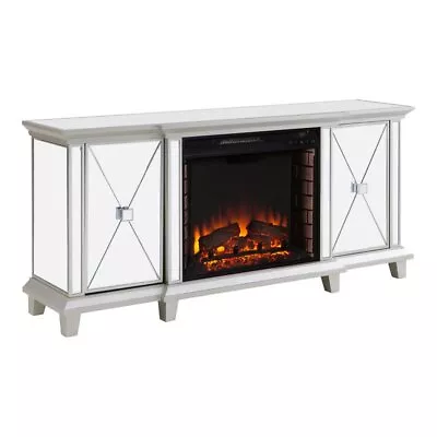 Toppington Mirrored Electric Fireplace Media Console In Mirror/Silver • $691.65