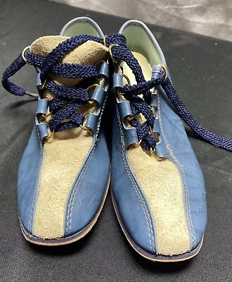 Endicott Johnson Circle Of Comfort Vtg Bowling Shoes Blue White Suede Size 6 • $24