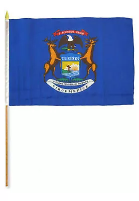 12x18 12 X18  State Of Michigan Stick Flag Wood Staff • $8.88