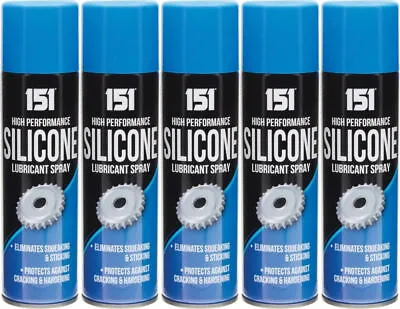 £9.99 • Buy 5x SILICONE LUBRICANT SPRAY HIGH PERFORMANCE ELIMINATES SQUEAKING STICKING 200ML