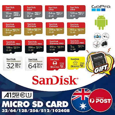 Micro SD Memory Card SanDisk Ultra SamSung Evo 128GB 64GB 32GB 256 512GB Class10 • $391.95