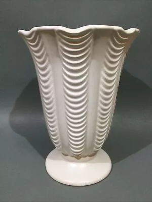 Dartmouth Pottery Large White Footed Vase Fern Design • £24.95