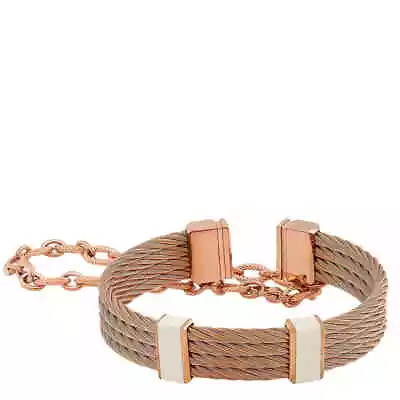 Charriol St Tropez Stainless Steel Pink PVD White Lacquer Cable And Chain • $181.48