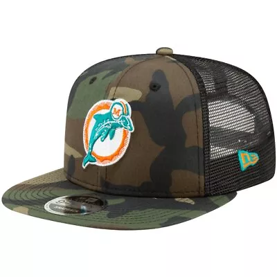 Throwback Miami Dolphins Mesh 9Fifty Snapback Cap Wood Camo • £34.90