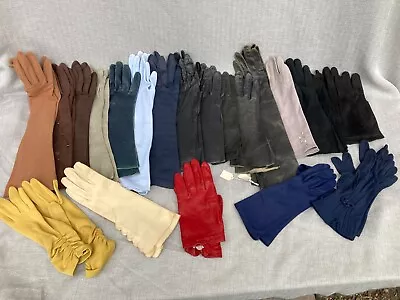 Vintage Lot Of 22 Assorted Leather Cloth Gloves Knit Mittens Beaded Long Short • $25