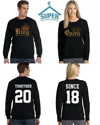 Couple Matching CREWNECK King Queen WILD TOGETHER SINCE Back DATE NUMBERS • $59.99