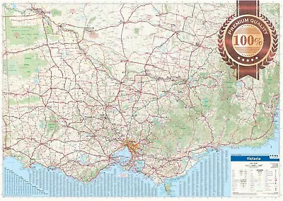 Detailed Victoria State Roads Vic Map Of Australia Aus Wall Chart Premium Poster • $17.95