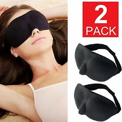 $4.99 • Buy 2 Pack Travel 3D Eye Mask Sleep Soft Padded Shade Cover Rest Relax Blindfold