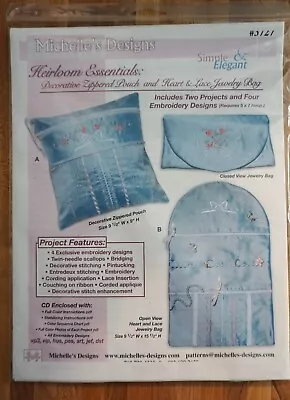 Michelle's Designs Heirloom Essentials Embroidery Design CD #3727 Pouch Jewelry • $28