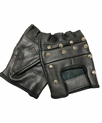 Men's Leather Fingerless Gloves With Studs Size XS • $3