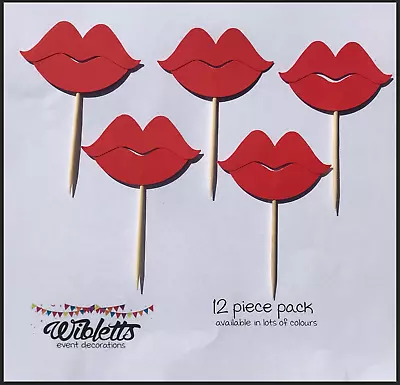 Paper Cupcake Topper Picks Wedding Engagement Love Red Lips Kiss X Hens Night • $13.70