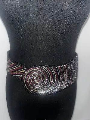 Vintage Women’s La Regale Hand Beaded Art Statement Waist Belt Size S~ EUC 32.5” • $12.49