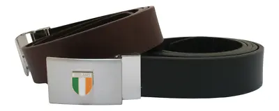 Irish Shield Leather Belt And Buckle Combo In Gift Pouch Black Or Brown 469 • £39.99