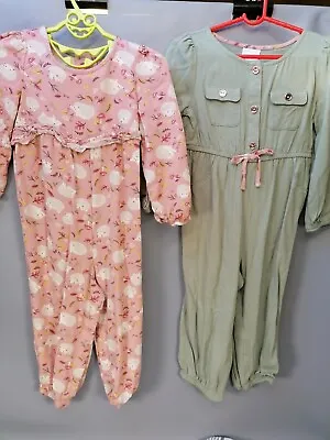 Girls Maggie & Zoe 18-24 Months X 2 Jump Suits All In One Summer Khaki Pink  • £4.49