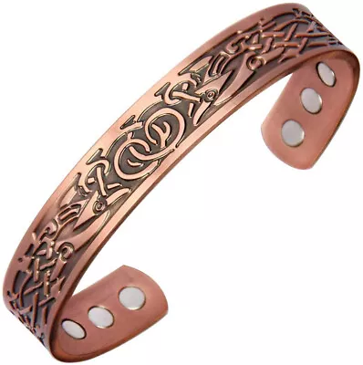 Mens Celtic Copper Bangle Magnetic Bracelet Pain Relief Arthritis Carpal Tunnel • £7.49