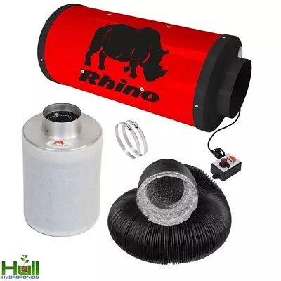 RHINO ULTRA SILENT EC ACOUSTIC FAN 6  EC 150mm Extraction Kit Rhino Pro Filter • £349.95