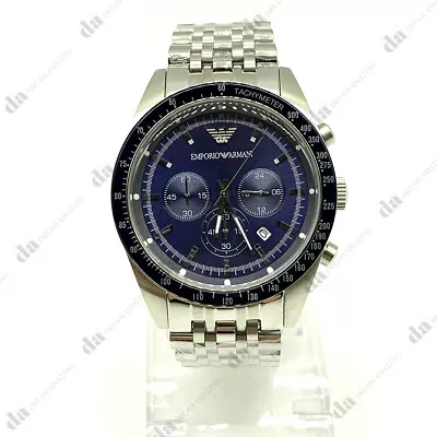 Emporio Armani AR6072 46mm Case Sportivo Blue Dial Chronograph Men's Watch • $98